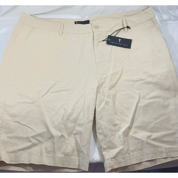 American Tall Other - American Tall Men's Linen Blend Woven Shorts - Sandstone - Size 38T - 10" Inseam
